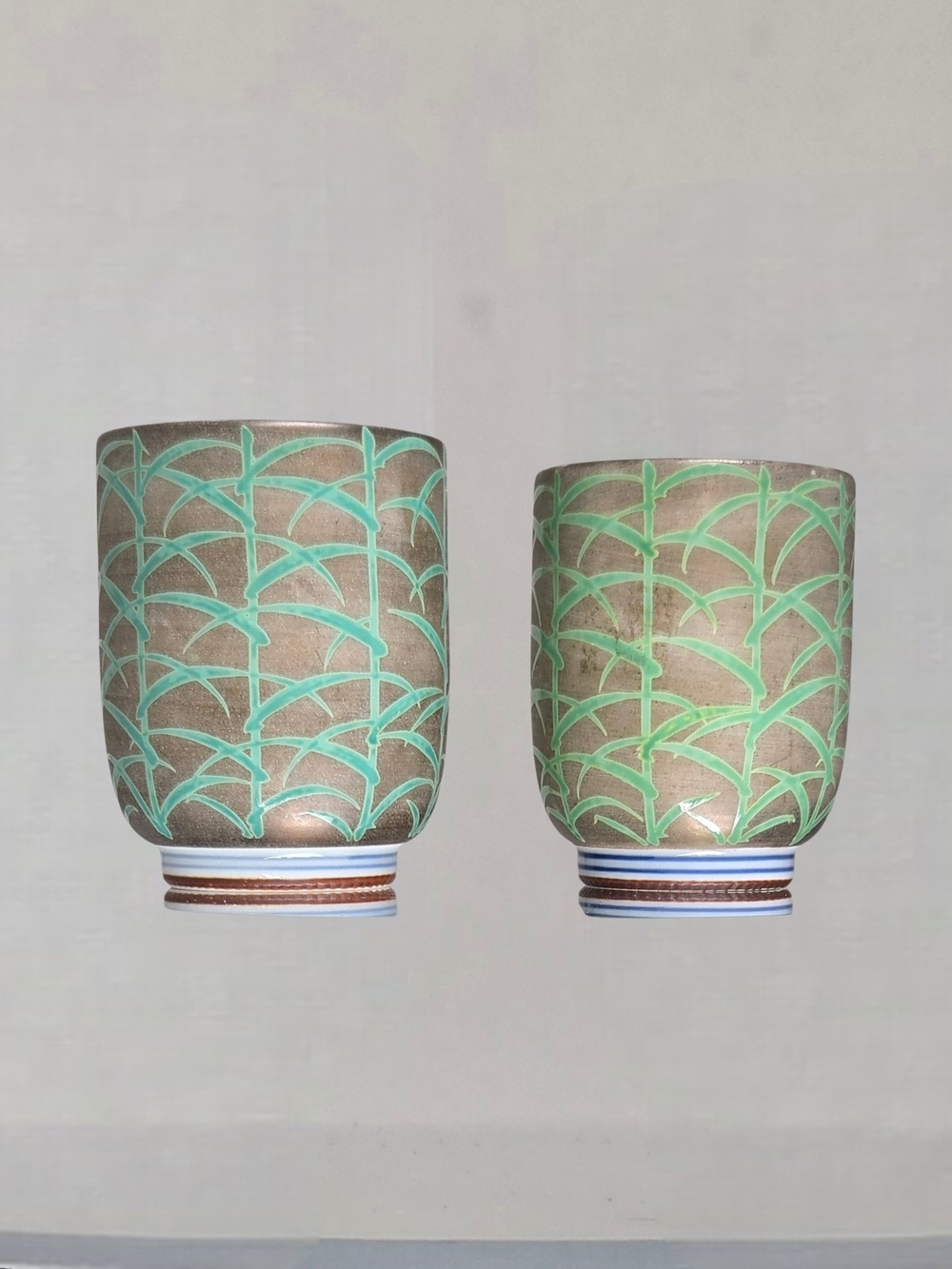 Set of traditional Japanese Meoto Yunomi (husband and wife) teacups